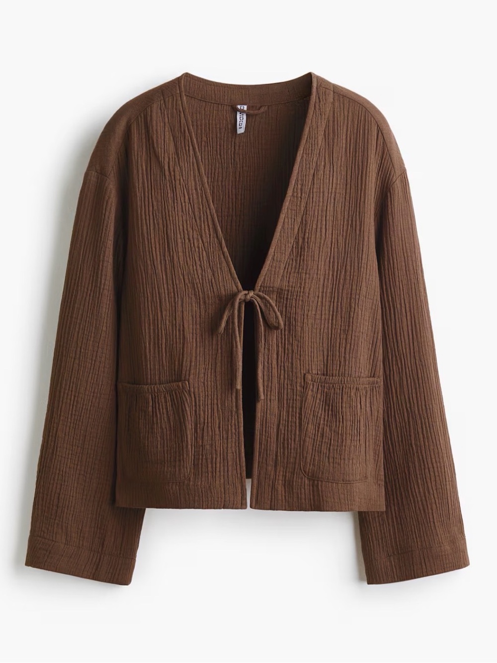 H&M Brown Tie-Front Crinkle Jacket